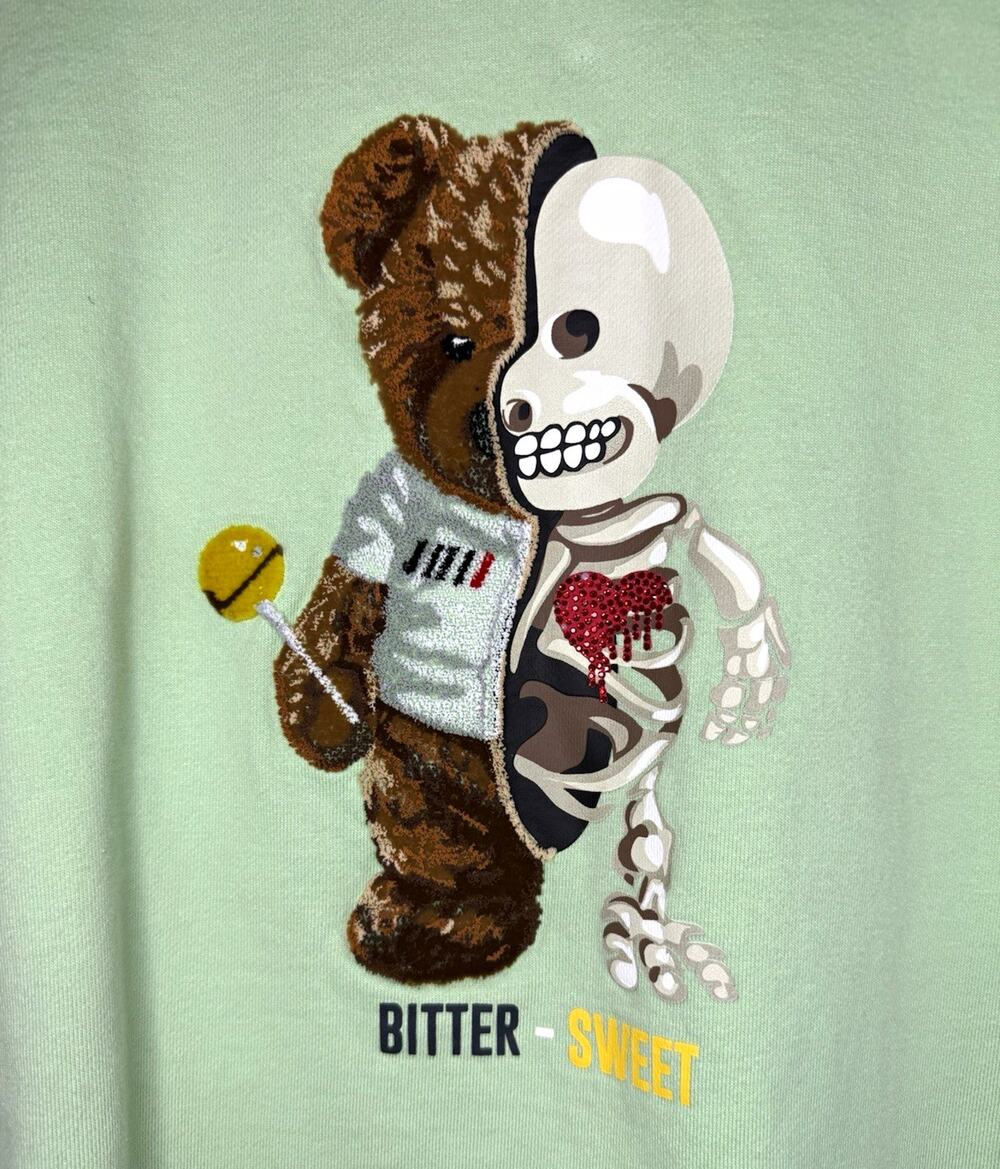 Fifth Loop "Bitter-Sweet" Split Skeleton Teddy Bear Sweatshirt Mint Green Size M